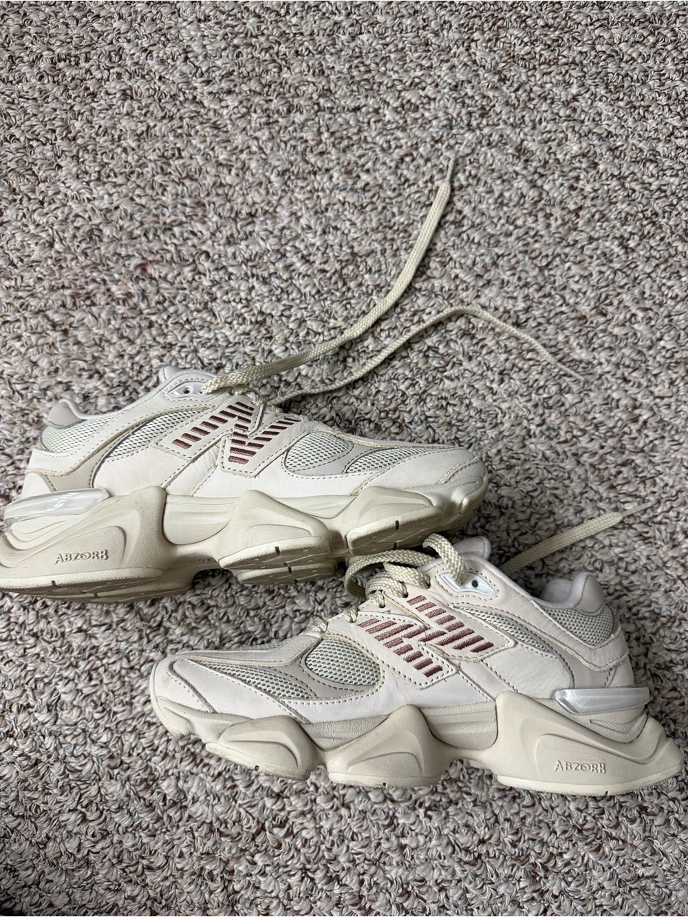 New Balance 9060 Beige Cream Chunky Lace-Up Sneakers- worn once